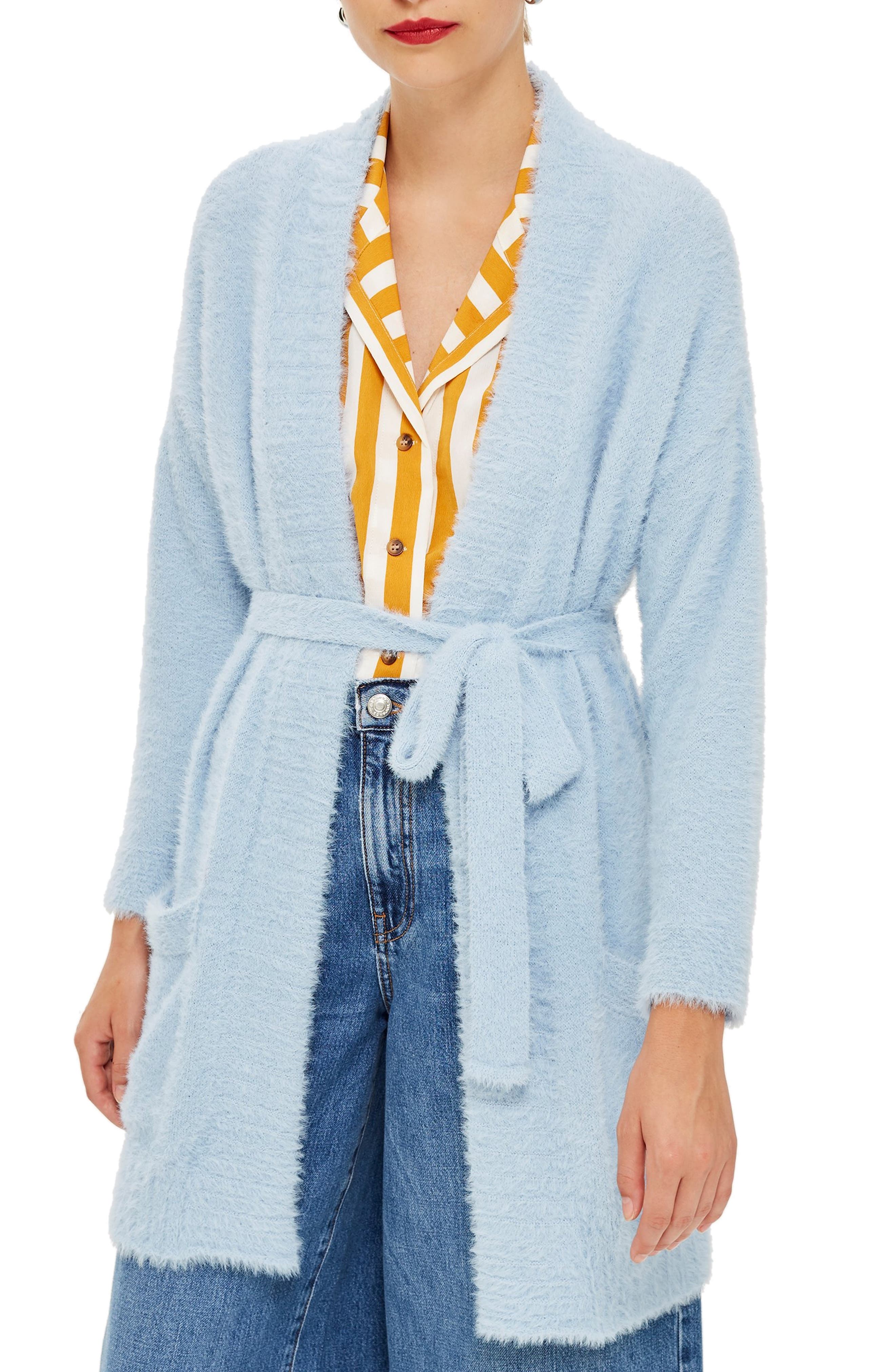 topshop blue fluffy cardigan