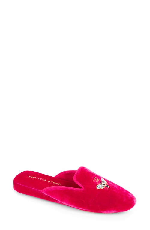 'Queen Bee' Embroidered Slipper in Hot Pink
