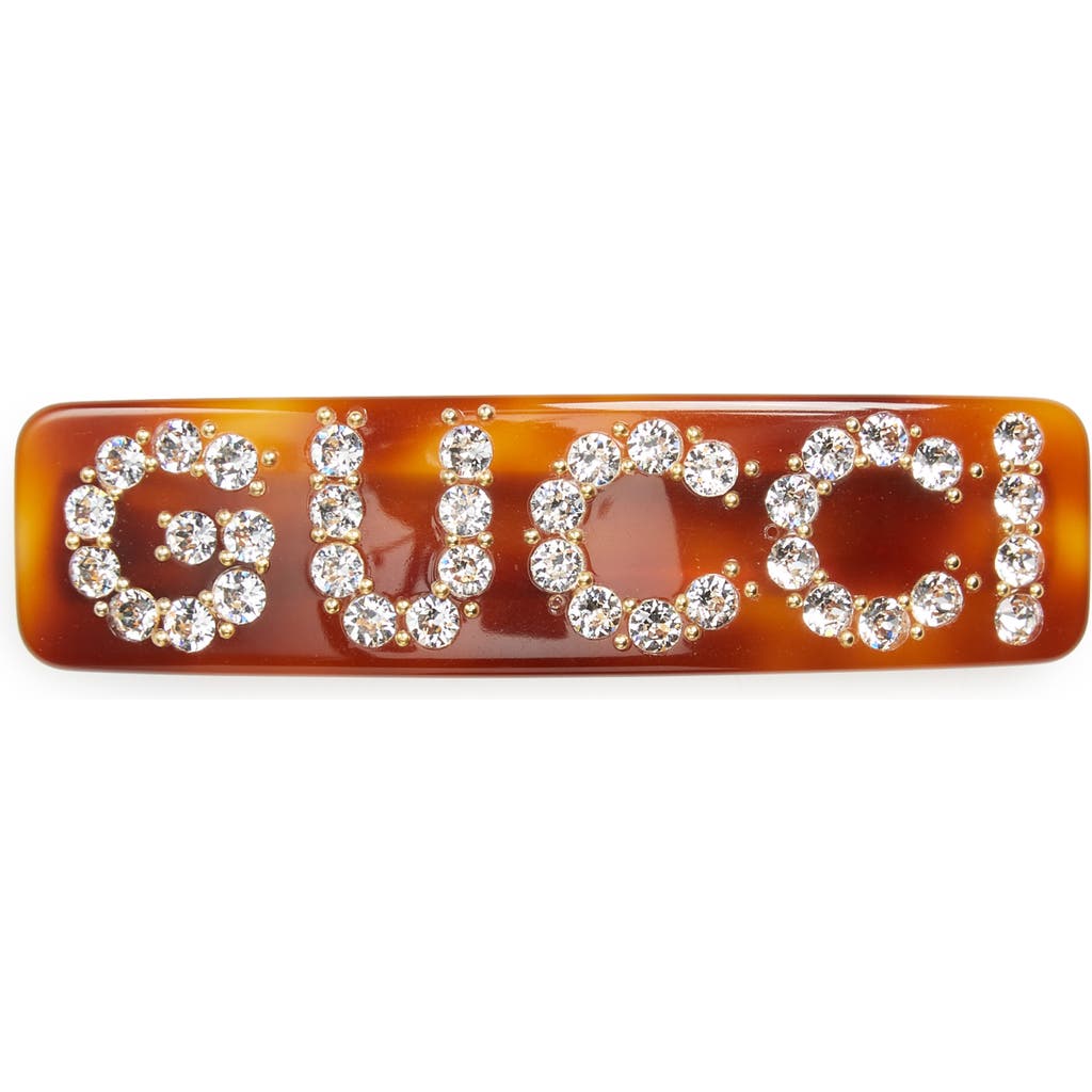 Gucci Crystal Hair Barrette In Gold