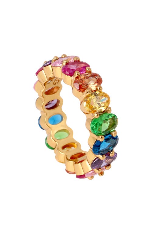 Oval Crystal Ring in Rainbow Multi