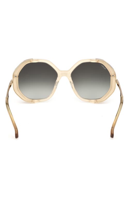 Shop Max Mara 55mm Geometric Sunglasses In Ivory/gradient Green