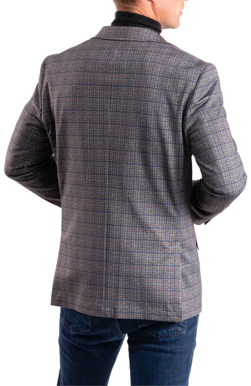 Savile Row Co Tan Plaid Knit Sport Coat In Grey Multi