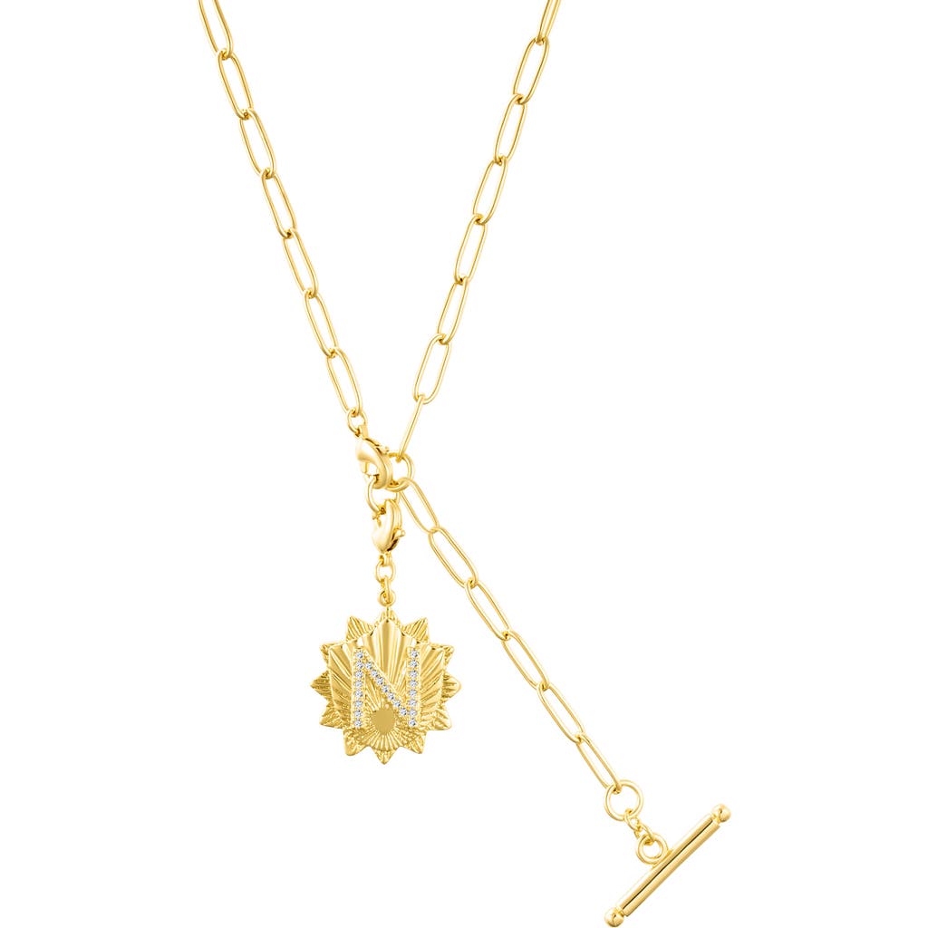 Adornia Initial Cz Pendant Toggle Necklace In Gold-n