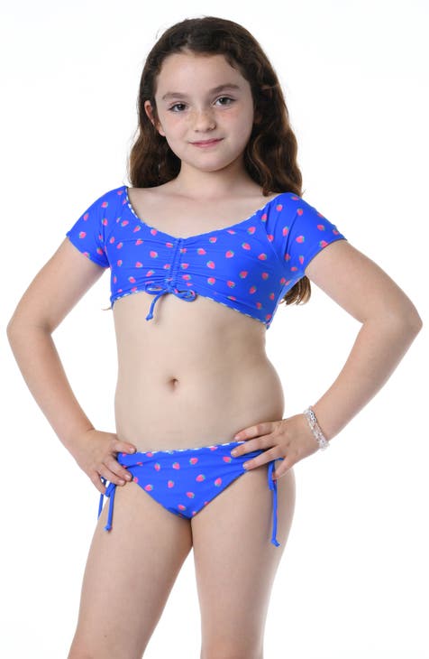 Kids' Strawberry Ruched Reversible Two-Piece Swimsuit (Big Girl)