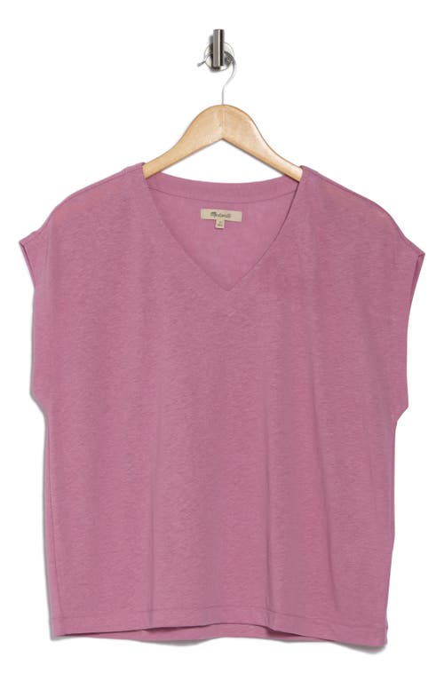 Shop Madewell Relaxed Linen Blend V-neck T-shirt In Shaded Pink