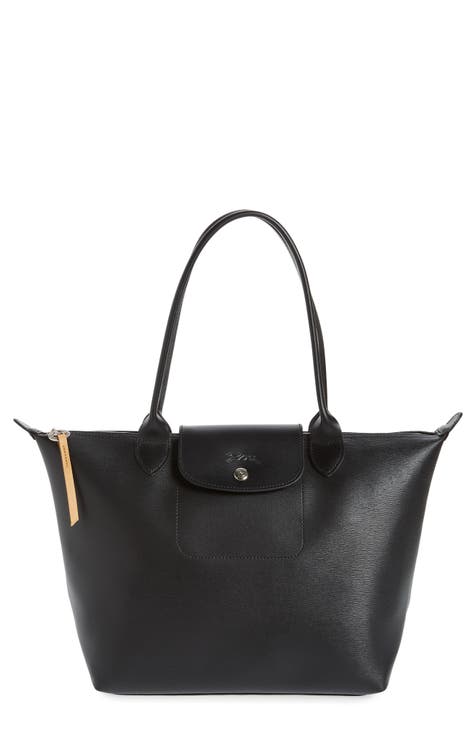 Longchamp Le Pliage Neo Top Handle Bag S Black in Leather with Silver-tone  - US