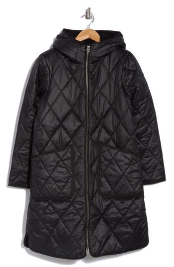 Lucky Brand Faux Shearling Lined Hooded Utility Coat In Black