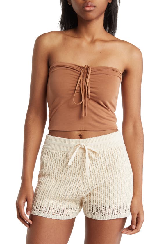 Rag & Bone Christy Halter Crop Top In Ltbrown