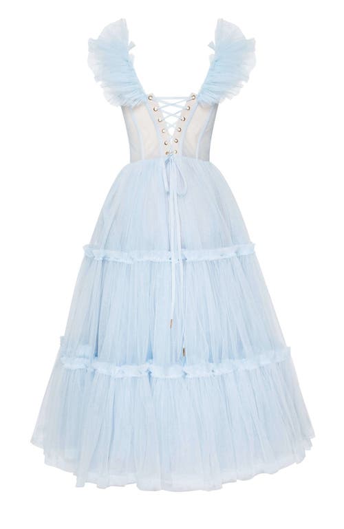 Shop Milla Ruffled Tulle Midi Dress In Light Blue