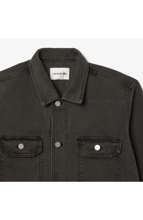 Shop Lacoste Oversize Cotton Denim Button-up Overshirt In Eco Noir