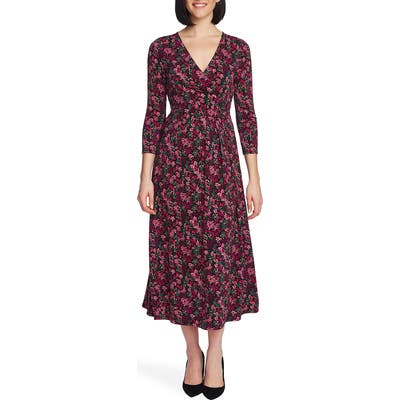 Chaus Meadow Garden Wrap Midi Dress, Black