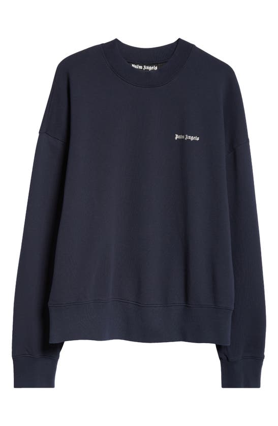 Shop Palm Angels Logo Graphic Sweatshirt In Navy Blue Off White