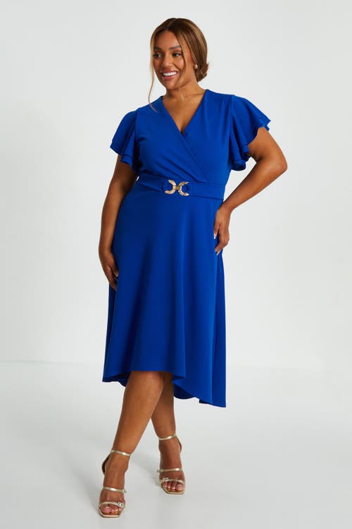 Shop Quiz Plus Size Buckle Dip Hem Dress In Blue