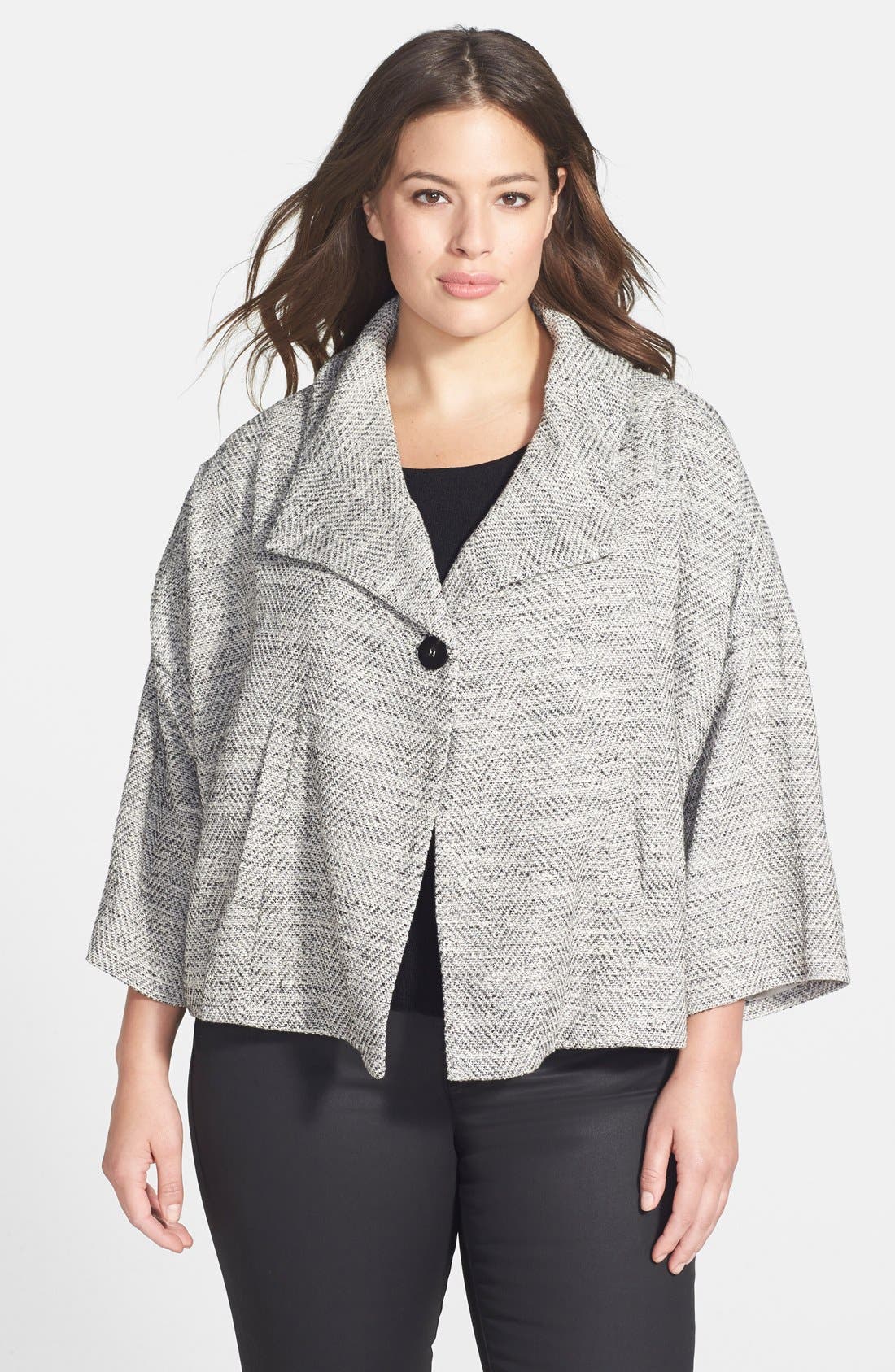 Eileen Fisher Herringbone Swing Jacket Plus Size Nordstrom