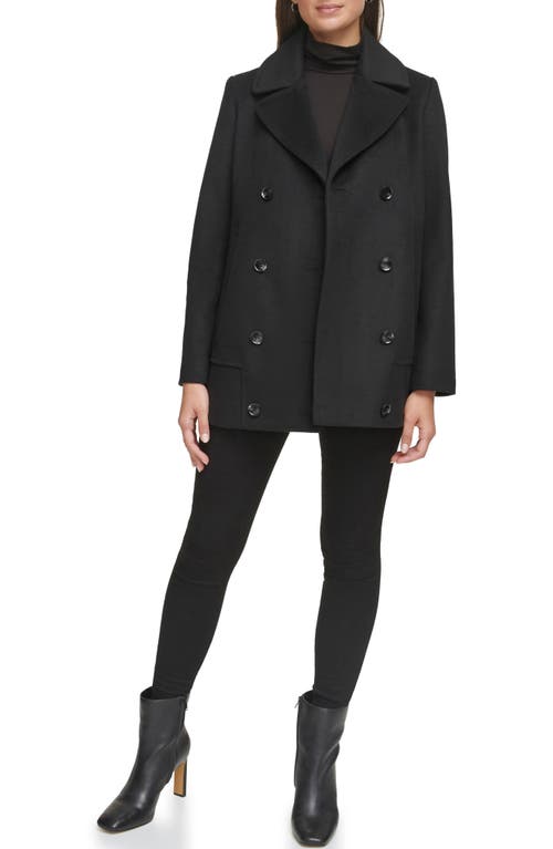 Shop Kenneth Cole New York Double Breasted Felted Coat In Black