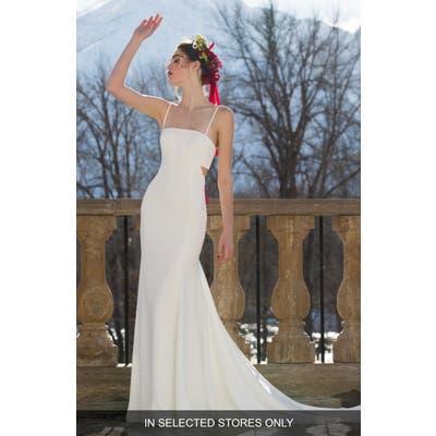 Willowby Anemone Cutout Back Gown, Size IN STORE ONLY - Ivory