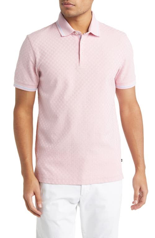 Palos Regular Fit Textured Cotton Knit Polo in Pale Pink
