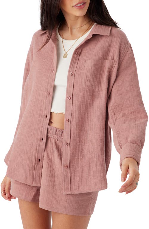 Shop O'neill Leni Cotton Gauze Button-up Shirt In Burlwood