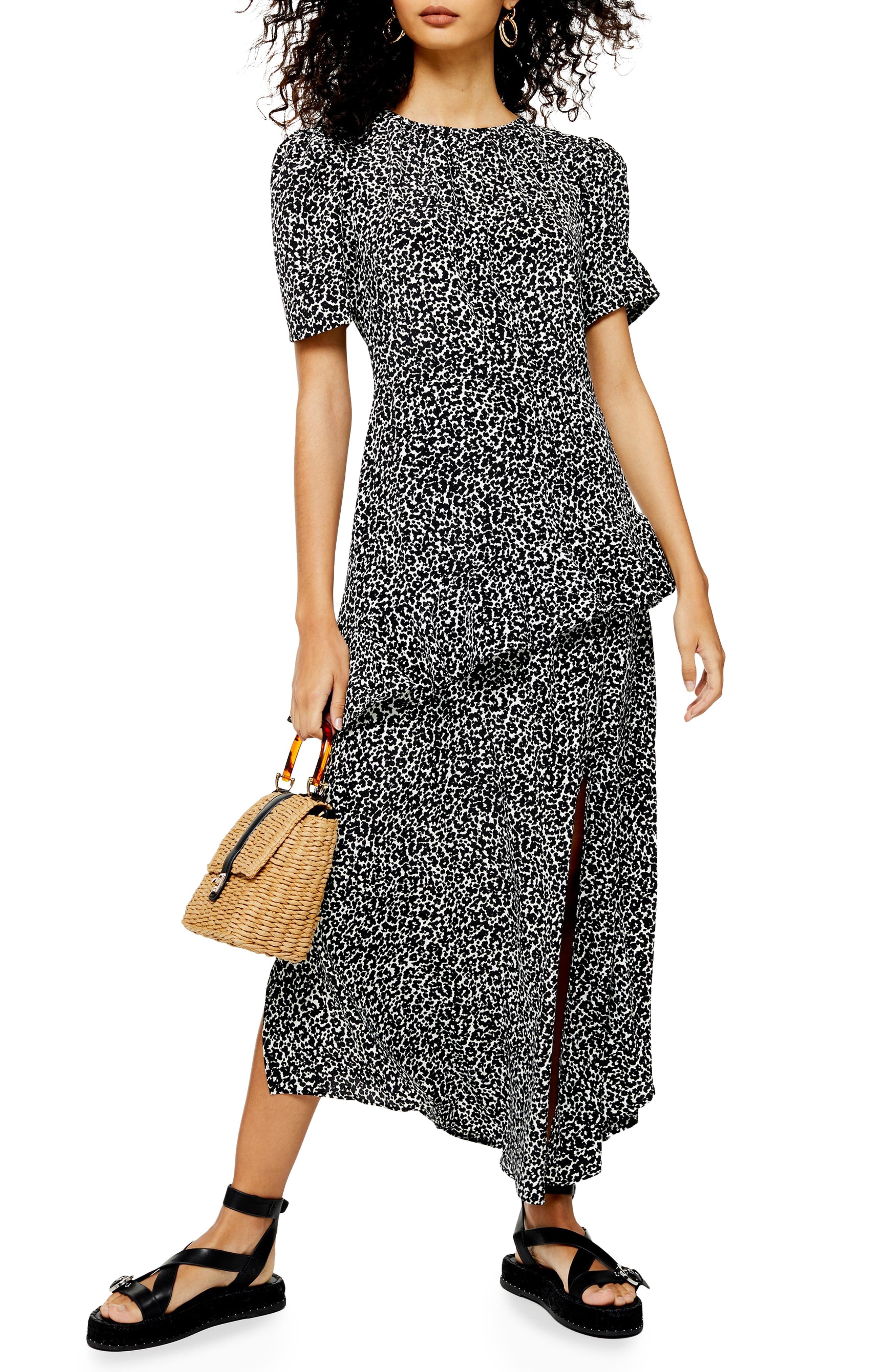 leopard print ruffle dress