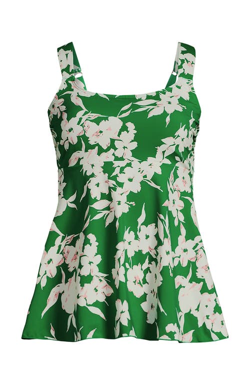 Shop Lands' End Plus Size Flutter Scoop Neck Tankini Top In Fresh Grass Painted Flower