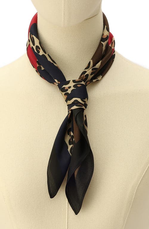 Shop Kurt Geiger London Mixed Stripe Silk Bandana In Leopard Multi