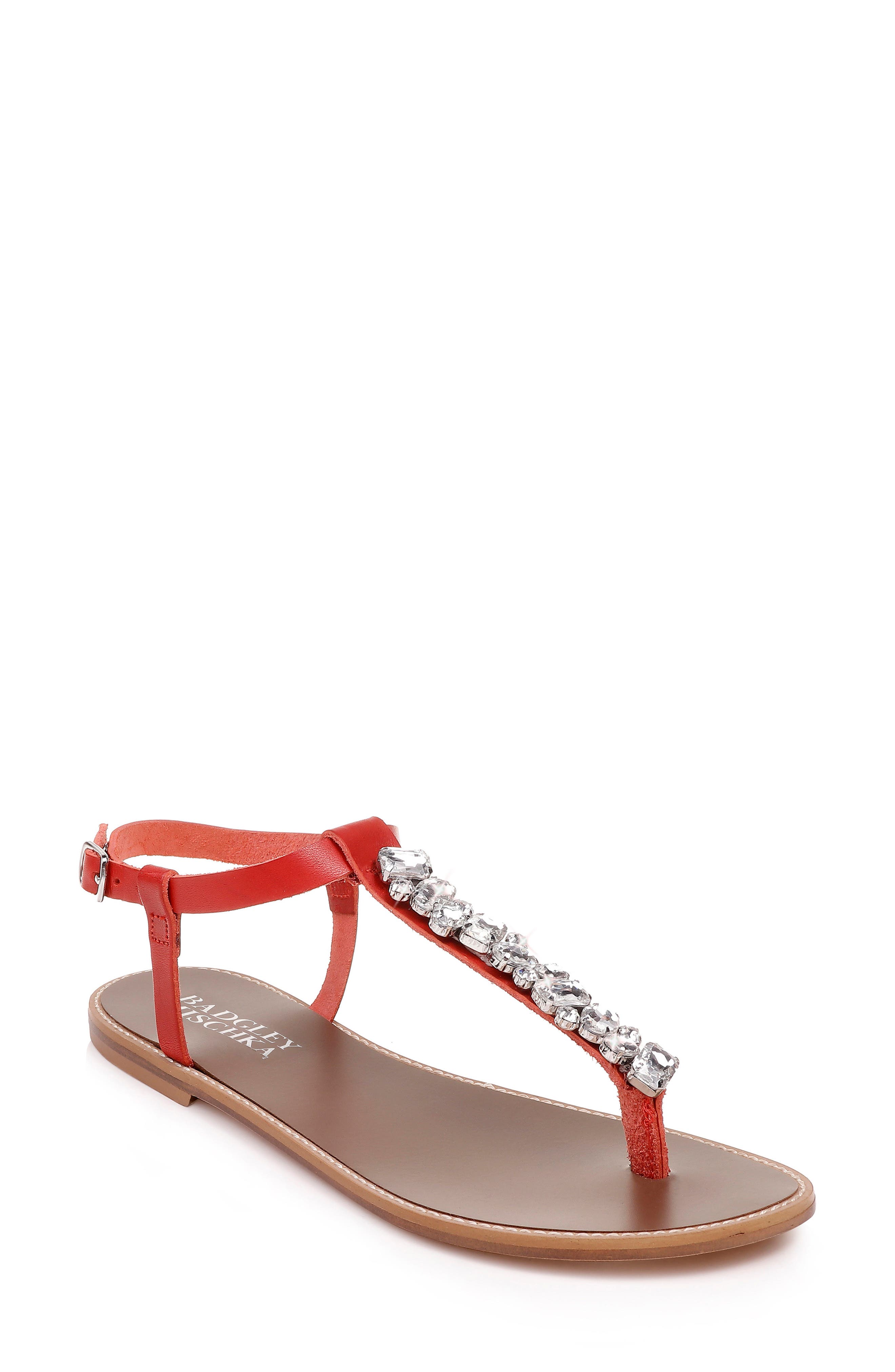 Badgley Mischka Lucia Crystal Embellished Sandal, Red