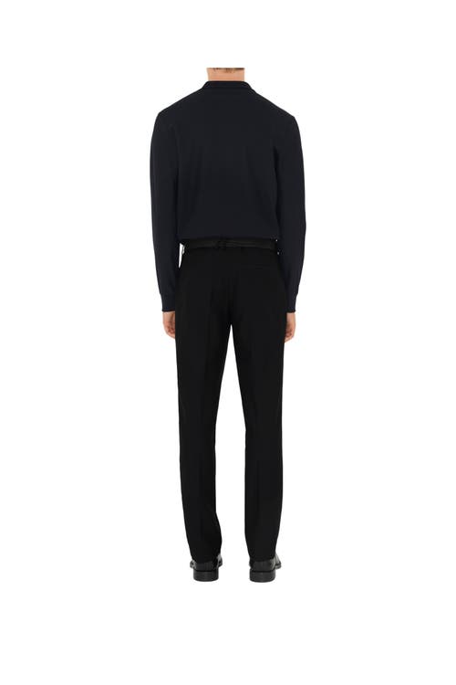 Burberry Ekd Long-sleeve Polo Shirt In Coal Blue