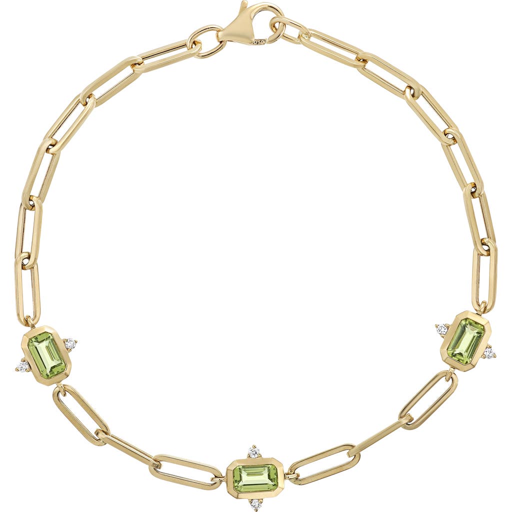 Bony Levy Iris Diamond & Peridot Station Bracelet In 18k Yellow Gold
