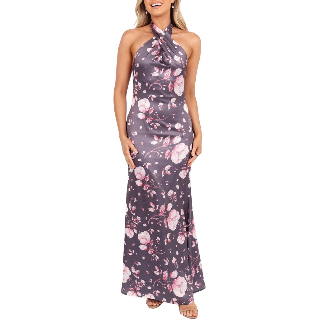 Petal And Pup Petal & Pup Mila Floral Print Halter Dress In Gray