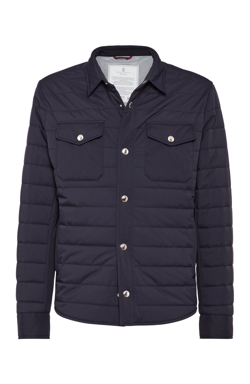 Shop Brunello Cucinelli Bonded Matte Nylon Outerwear Jacket With Thermore® Padding In Blue