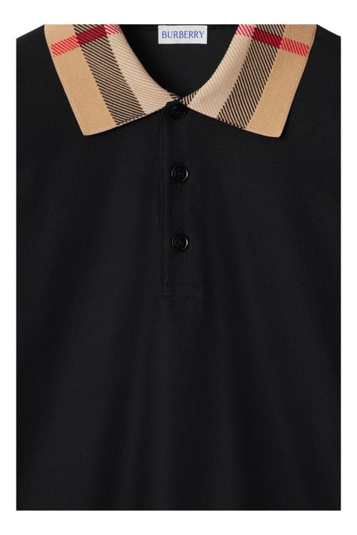 Burberry Cody Beige Polo Shirt With Long Sleeves And Check Motiv On The Collar In Cotton Man In Black
