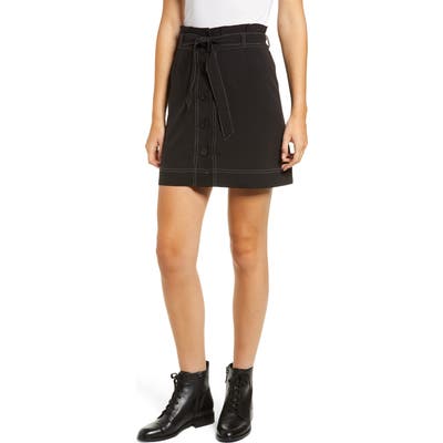 Love, Fire Button Front Skirt, Black