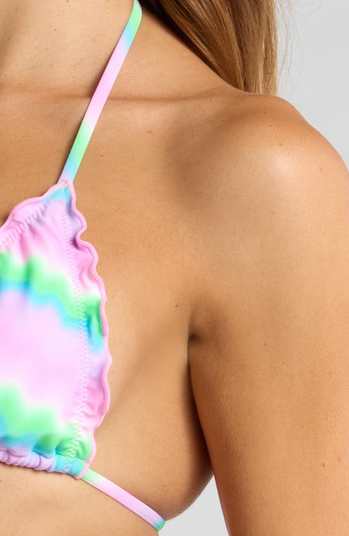 Shop Kulani Kinis Lettuce Trim Halter Bikini Top In Candy Clouds