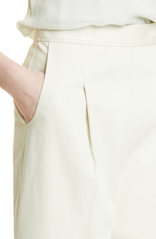 Shop Rebecca Taylor Pleated Stretch Cotton Crop Trousers In Beige