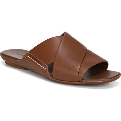 Vince Tamara Cross Strap Slide Sandal- Brown
