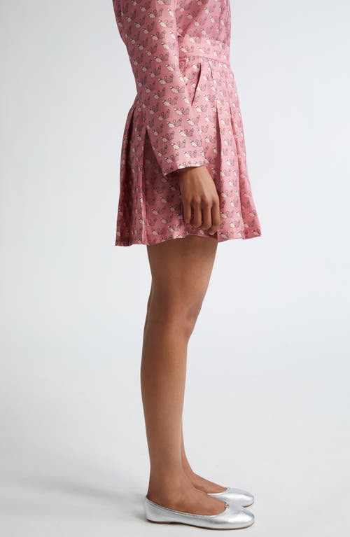 Shop Max Mara Studio Clown Kitty Print Silk Twill Skort In Peony