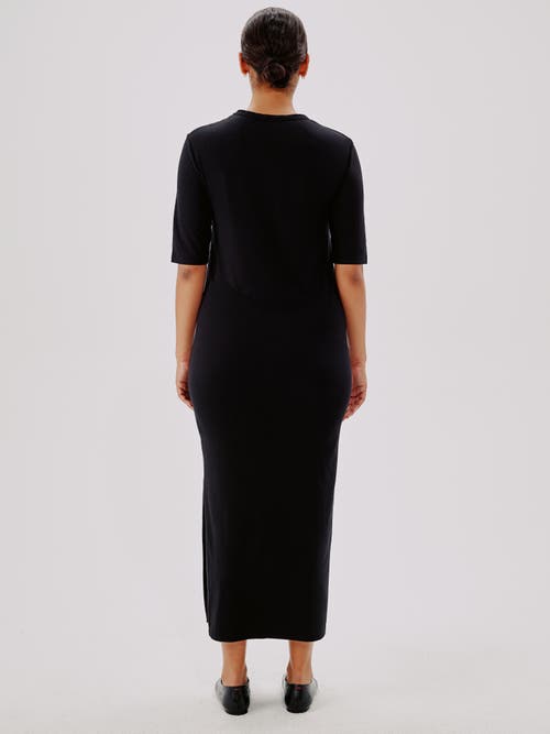Another Tomorrow Elbow Sleeve Dress In Black