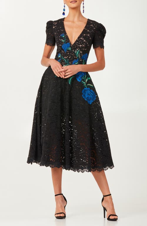 HELSI Amy Embroidered Lace Midi Dress in Black 