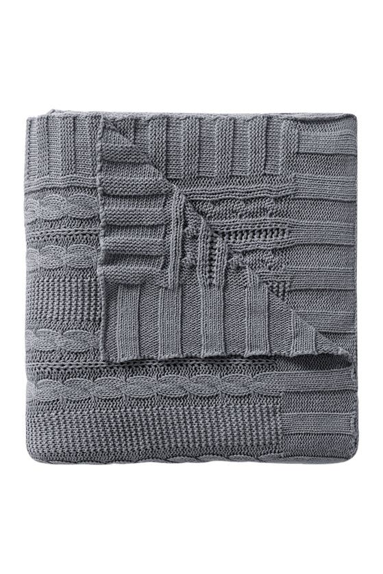 Vcny Home Dublin Cable Knit Throw Blanket In Grey