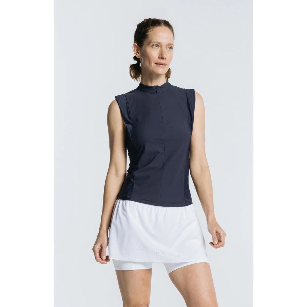 Avi Pickleball Volley Zip Sleeveless In Sapphire Blue