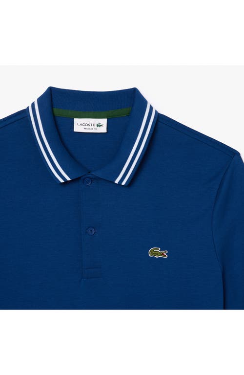 Shop Lacoste Regular Fit Tipped Cotton Polo In Globe