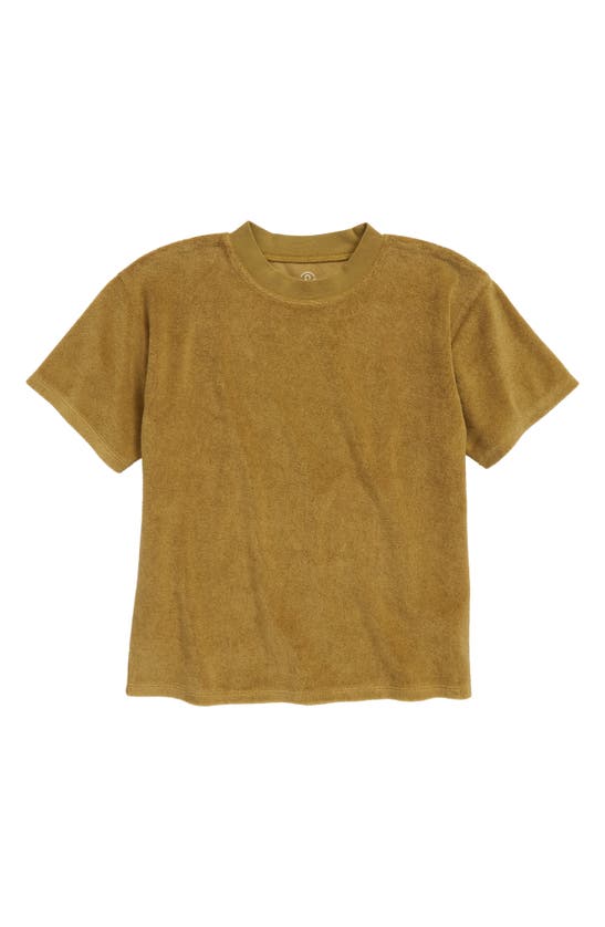 Treasure & Bond Kids' Short Sleeve Toweling Tee In Olive Eyes