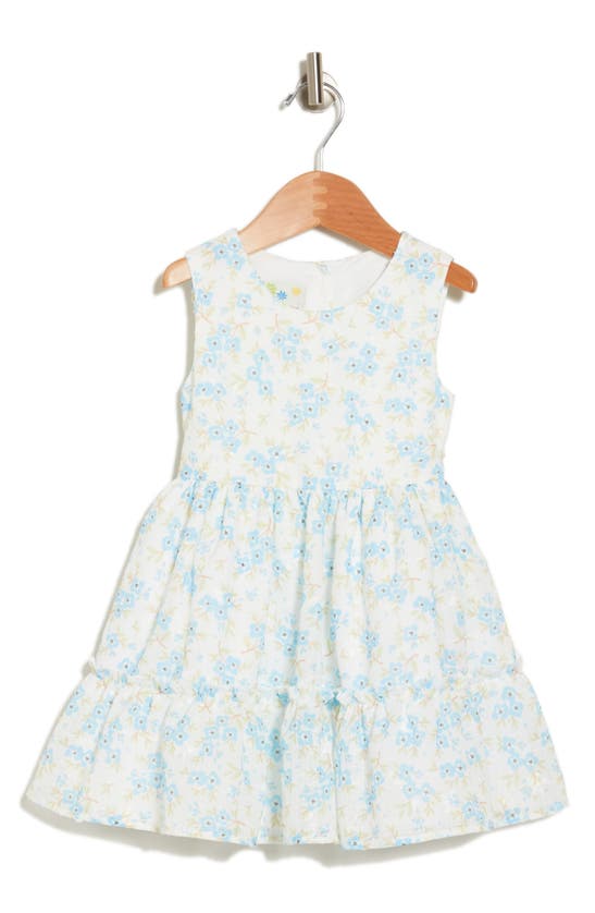 Shop Samara Kids' Floral Print Sleeveless Dress In Blue