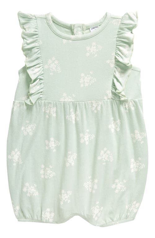 Nordstrom Floral Ruffle Romper In Green Subtle Calico Floral