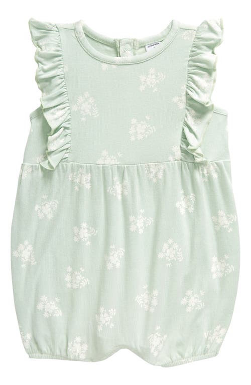 Nordstrom Floral Ruffle Romper Green Subtle Calico at Nordstrom,