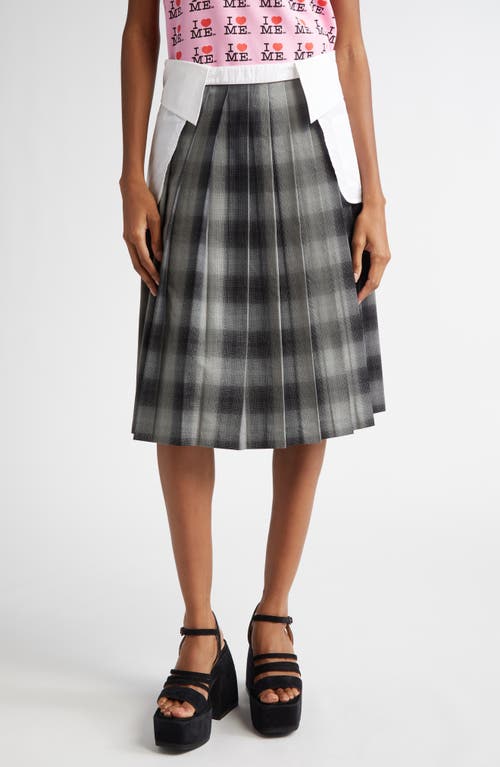 Ashley Williams Pleated Check Midi Skirt 