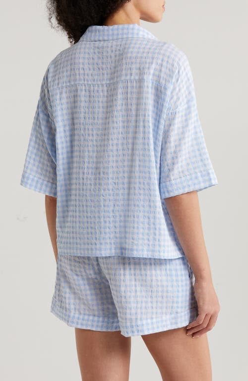 Shop Papinelle Seersucker Short Pajamas In Powder Blue