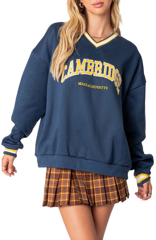 EDIKTED Cambridge Sweatshirt in Blue at Nordstrom, Size Medium