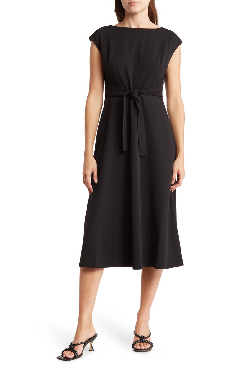 Calvin Klein Cap Sleeve Belted Midi Dress | Nordstromrack