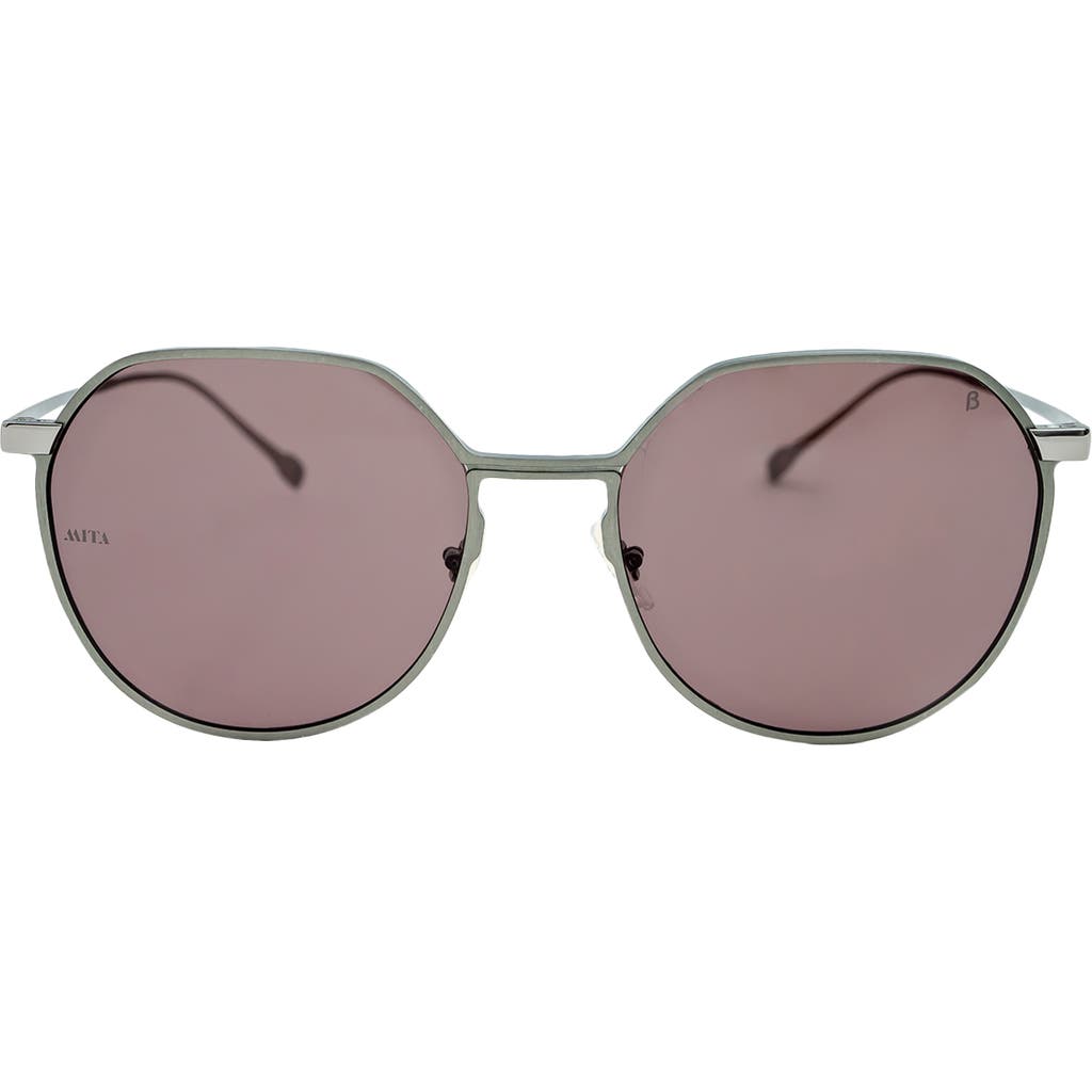 Mita Sustainable Eyewear 53mm Round Sunglasses In Grey/matte Gun